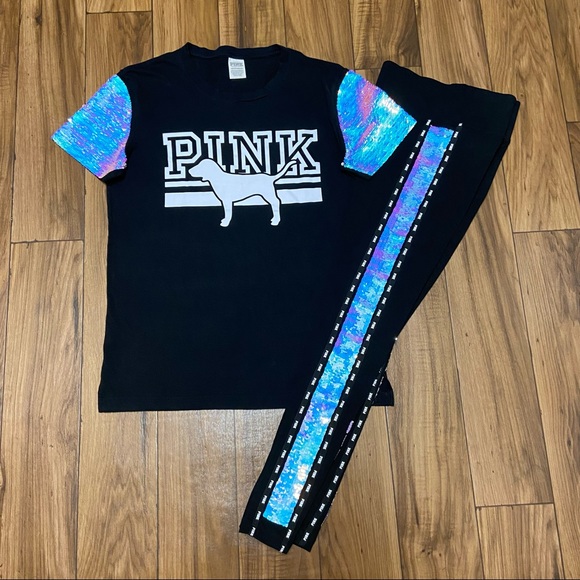 PINK Victoria's Secret Pants - PINK VS MERMAID BLING TEE AND YOGA LEGGINGS SET